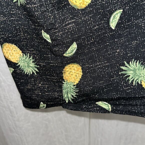 HAGGAR XXL Black Ivory Pineapple Lime Short Sleeve Button Front Shirt - Picture 5 of 10